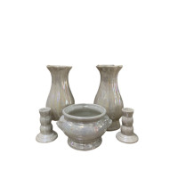 ราคา ชุดหน้าพระ ขาวมุก แจกัน กระถางธูป เชิงเทียน pearl vase เนื้อวัสดุเซรามิค เคลือบด้วยสีมุก แจกัน แจกันหิ้งพระ ชุดแจกัน แจกันสีขาวมุก แจกันเซรามิค แจกันโต๊ะหมู่บูชา แจกันมุก (21329978799)