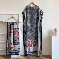 ราคา ใหม่แฟชั่นฤดูร้อนชุดผ้าพันคอขนาดใหญ่ดูไบตุรกี Kaftan มุสลิมหลวม Abaya ผู้หญิงแอฟริกัน Casual Leopard พิมพ์ Shawl Robe (24407470900)