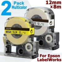 ราคา 2 แพ็ค 12 มม สีดำบนสีขาว สีดำบนสีเหลืองสำหรับ Epson LC 4WBN LC 4YBP สำหรับ KingJim SS12KW SC12YW ตลับเทปพิมพ์สำหรับเครื่องพิมพ์ฉลากแบบพกพา LabelWorks LW 300 LW300 LW 400 LW400 LW 600P LW600P LW 700 LW
