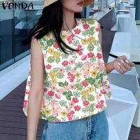 ราคา VONDA เสื้อกั๊กทรงเอ Sablon Bunga แขนกุดสำหรับผู้หญิงเสื้อกล้ามเสื้อยืดคอกลมแขนกุดสำหรับวันหยุดฤดูร้อนของผู้หญิง ลำลองเกาหลี (24216870266)