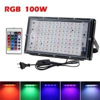 ราคา ไฟสปอร์ตไลท์ ไฟสว่าง กันน้ำได้ 50W 100W AC 220V RGB led Spotlight แสงแดง แสงเขียว แสงฟ้า ใช้รีโมทปรับสีได้ แสงสว่างมาก ทนแดดทนฝน (15817550022)