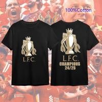 ราคา เสื้อยืดแชมป์ลิเวอร์พูล 2024 25 ผ้าคอตตอนแท้ ใส่สบาย S 5XL (24455434093)