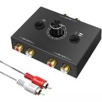 ราคา Audio Switcher Splitter Bi Directional Audio Switcher พร้อมปุ่มปิดเสียง 2x1 1x2 L R RCA สเตอริโอ Audio Switch Audio Splitter (24615070594)