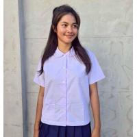 ราคา เสื้อนักเรียนคอบัวประถม เสื้อนักเรียนคอบัวผ่าตลอด สีขาว ถูกระเบียบ ทรงมาตรฐาน (24378390342)