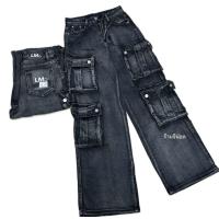 ราคา กางเกงยีนส์คาร์โก้ ทรงกระบอก สีดำฟอก ช ญ ใส่ได้ (24473376729)