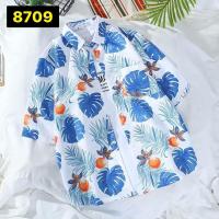ราคา New เสื้อฮาวาย hawaii เสื้อสงกรานต์ เสื้อเชิ้ตฮาวาย แขนสั้น พิมพ์ลาย ฮาวายสไตล์เกาหลี ผ้านิ่มใส่สบาย ลายใบไม้ (18534873272)