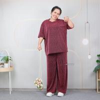 ราคา ชุดเซ็ท สาวอวบ เสื้อคอกลม แขนสั้น กางเกงขายาว เอวยางยืด ผ้ายืดหยุ่น ระบายอากาศดี ไม่ร้อน เนื้อผ้าร่อง cb598 (24546199241)