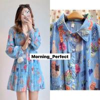 ราคา M01 เสื้อชีฟองอัดพลีทลายดอกผ้าชีฟอง (24414735975)
