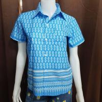 ราคา เสื้อเชิ้ตลายตะขอSสีฟ้าพร้อมส่งผ้าดีงานสวย เสื้อเชิ้ต ไม่อัดกาว ลายไทยสีฟ้าทรงผู้ชาย ลายไทยสีฟ้าทรงผู้หญิง (19447858575)