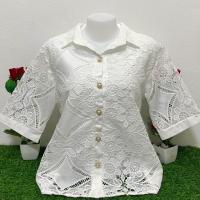 ราคา เสื้อเชิ้ตคอปกลูกไม้กระดุมหน้า หลายหลุย เหมาะสำหรับใส่ออกงาน (24457780846)