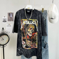 ราคา ส่งเร็ว เสื้อมัดย้อม เสื้อวินเทจ ลายสุดแนว กะโหลก metallic (7053886280)