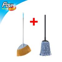 ราคา Poly Brite โพลี ไบรท์ ชุดคู่ ซุปเปอร์ม็อบถูพื้นคอตตอน ทรงรี 13 ซม ไม้กวาดใหญ่ สีเทา (6322136)