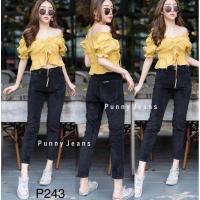 ราคา XANNSHOPS Punny jeans ทรงบอย ผ้าลูกฟูก ผ้ายืด (14852846438)