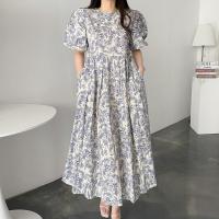 ราคา ชุดเดรสยาวลายดอกไม้สไตล์ฝรั่งเศสสำหรับผู้หญิง ทรงเข้ารูป ทรงเอ แขนสั้น ผ้าผสมโพลีเอสเตอร์ คอตตอน ยางยืด ฤดูร้อน 2023 (21875580614)