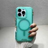 ราคา HOCE 3 IN 1 Candy Color Translucent Magnetic Phone Cases For iPhone 16 15 14 Plus 16 15 14 13 12 Pro Max MagSafe Case Shockproof Soft Bumper Forsted Hard PC Back Cover 6 4 (24536314647)