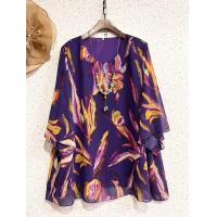 ราคา ชีฟองลายดอก อก 50 เสื้อแขนสามส่วน ไซส์ใหญ่ (22890949325)