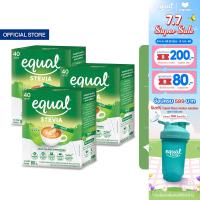 ราคา 3 กล่อง Equal Stevia หญ้าหวาน อิควล สตีเวีย ผลิตภัณฑ์ให้ความหวานแทนน้ำตาลจากหญ้าหวานธรรมชาติ ขนาด 40 ซอง 0 แคลอรี (1864538649)