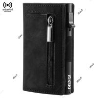 ราคา Anti RFID Bank ผู้ถือบัตรเครดิตกระเป๋าสตางค์ผู้ชายหรูหรา Pop Up ผู้ถือบัตรโลหะกรณีอลูมิเนียม Slim Thin Minimalistic กระเป๋าสตางค์ซิป (24452534746)