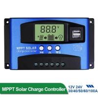 ราคา Solar Mppt 100a 60a 50a 40a 30a Charge Controller Dual Usb Lcd Display 12v 24v Solar Cell Panel Charger Regulator With Load (24440653059)