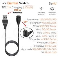 ราคา Zenia 1 ม 17 ซม อะแดปเตอร์ชาร์จสมาร์ทวอทช์ USB A Type C ข้อศอกเพศหญิงสายชาร์จสำหรับ Garmin Forerunner 165 570 970 55 245 Music Venu SQ Plus Vivoactive 6 5 3 Element Vivomove Sport Style Luxe Approach 