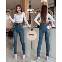 ราคา XANNSHOPS Punny Jeans กางเกงยีนส์ ทรงบอย ผ้ายืด เอวสูง (23399259156)