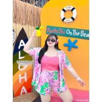 ราคา สาวอวบ ชุดเซ็ตสาวอวบ เซ็ต 3 ชิ้น ทะเลมัลดีฟ สายเดี่ยว เสื้อฮาวาย กางเกงขาสั้น อก 38 40 42 44 46 48 (24269391677)