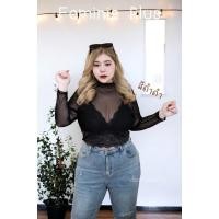 ราคา พร้อมส่ง พลัสไซส์ เสื้อครอปลูกไม้ แขนยาว แขนสั้น ตัดต่อซีทรูตะข่ายเนื้อดี (21908825146)