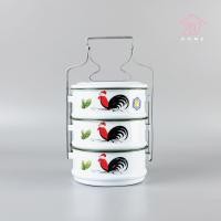 ราคา ปิ่นโต ปิ่นโตเคลือบ ปิ่นโตทำบุญ คลาสสิค 14cm x 3ชั้น ขาวขอบเขียว ลายไก่ลำปาง ตรากระต่าย (19368260826)