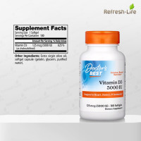 ราคา พร้อมส่ง Doctors Best Vitamin D3 5000IU 125 mcg วิตามินดี3 D3 125 ไมโครกรัม Refresh Life (21272245469)