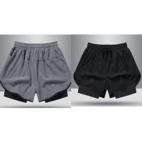 ราคา กางเกงวิ่งชาย Mens Running Pants อเมริกันออกกำลังกายกีฬากางเกงขาสั้นผู้ชายวิ่งกางเกงเรียงรายไปด้วยปลอมสองชิ้นการฝึกอบรมป้อ (22754960850)