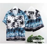 ราคา ชุดเซ็ตเสื้อฮาวาย กางเกงขาสั้น ลายมะพร้าว ชุดไปทะเล ผ้านิ่มใส่สบาย ผ้าไหมอิตาลี (24518861501)