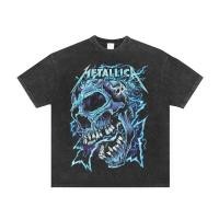 ราคา จัดส่งตลอด 24 ชั่วโมง เสื้อยืดฟอก เสื้อยืด Oversize เสื้อยืดวงร็อก Metallica ลายกะโหลกสายฟ้าดุดัน ผ้าคอตตอน 100 (24414107720)