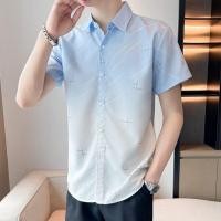 ราคา Suikone เสื้อแขนสั้นผู้ชายเสื้อเชิ้ตผู้ชายลำลองพิมพ์ลายไล่ระดับสีฤดูร้อนเสื้อผ้าผู้ชาย (22276582806)