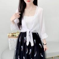 ราคา เสื้อคลุมกันแดดแขนสั้นผ้าชีฟองทรงหลวมๆ สำหรับฤดูร้อน คอวี แขนยาว 7 นิ้ว เสื้อคลุมกันแดดแบบเปิดไหล่ (22895138089)