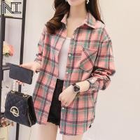 ราคา Laz Nigori สายเดี่ยวผู้หญิงเสื้อผู้หญิงเสื้อลายสก๊อตใหม่สไตล์เกาหลีหลวมเสื้อแขนยาว (8977518363)