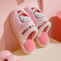 ราคา ของแท้ Sanrio Hello Kitty รองเท้าแตะ Plush Kuromi My Melody รองเท้าแตะในร่มฤดูหนาวที่อบอุ่นแบนสบายๆลื่นสาวรองเท้าบ้าน (23560067477)