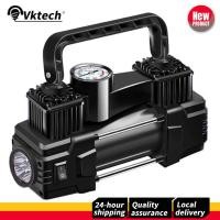 ราคา 12V 150PSI Car Tire Pump Dual Cylinder Heavy Duty Deluxe Portable Metal Air Compressor with LED Light Car Tyre Inflator (24439880709)