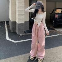 ราคา กางเกงคาร์โก้ ญ กางเกงผู้หญิง ทรงสวย มีเชือกที่เอว 411 (17792693938)