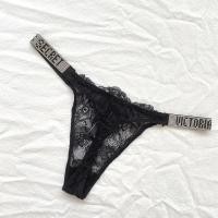 ราคา กางเกงในจีสตริงผ้าลูกไม้เซ็กซี่พิมพ์ลายตัวอักษร Victoria S Secret ซาตินประดับพลอยเทียมกางเกงชั้นใน (22598064855)