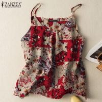 ราคา ZANZEA เสื้อยืดฝ้ายลินินแนววินเทจสำหรับสตรีลายเสื้อบังทรงลายดอกไม้สไตล์โบฮีเมียนใหม่ 2 (19165255366)