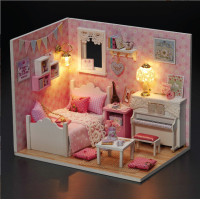 ราคา พร้อมส่ง บ้านจิ๋วDIY บ้านตุ๊กตา พร้อมครอบกันฝุ่น โมเดลบ้านตุ๊กตา ประกอบเอง ส่งไว (23612340731)