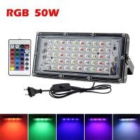 ราคา ไฟสปอร์ตไลท์ ไฟสว่าง กันน้ำได้ 50W 100W AC 220V RGB led Spotlight แสงแดง แสงเขียว แสงฟ้า ใช้รีโมทปรับสีได้ แสงสว่างมาก ทนแดดทนฝน (15817550021)