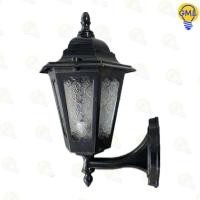 ราคา โคมไฟติดผนัง ทรงหกเหลี่ยม กระจกลายดอก สีดำ ไม่รวมหลอดไฟ Wall Lamps Lighting (677062738)