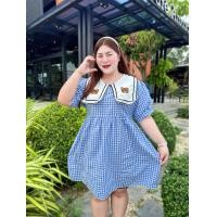 ราคา CC13ชุดเดรสน้องหมีลายสก็อตสาวอวบพลัสไชต์ หน้าผ้า52นิ้ว (24264983948)