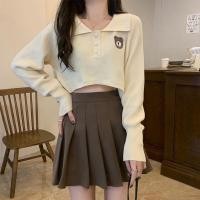 ราคา C C SHOP เสื้อไหมพรมแขนยาว คอปก เอวลอย ปักลายหมี น่ารัก เนื้อผ้าดี สวมใส่สบาย สไตส์เกาหลี (16498868031)