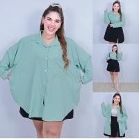ราคา ส่งฟรี A159 เสื้อเชิ้ตสาวอวบ เสื้อเชิ้ตคนอ้วน แขนยาว พลัสไซส์ สีพื้น เสื้อเชิ้ตไซส์ใหญ่ ทรงสวย (24397854043)