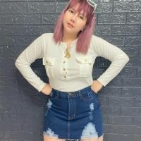 ราคา กระโปรงยีนส์กางเกงกระโปรงแต่งขาดเซอร์สาวอวบ Size S 40 (19274797528)