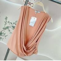 ราคา 054 เสื้อยืดคอถ่วงไขว้หน้าผ้าUnisoft Deezyy (23178068233)