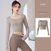 ราคา เสื้อบราแขนยาวครึ่งตัว เสื้อเสื้อออกกำลังกาย เสื้อผ้าโยคะ ชุดกีฬาแขนยาว แผ่นรองหน้าอกในตัว กทม พร้อมส่ง (19009659222)