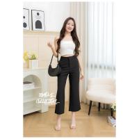 ราคา กางเกงขาม้า8ส่วนผ้าพอลลี่เอวสูงซิปหน้าตะขอ กางเกงยอดนิยม S 2XL (24129598025)